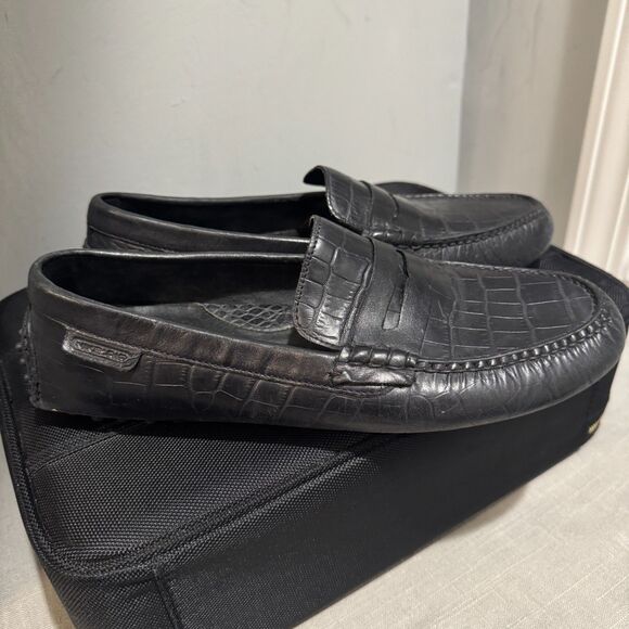 Cole Haan Air Black Crocodile Style Leather Driving Loafers C09254 SZ 9.5M main image 6